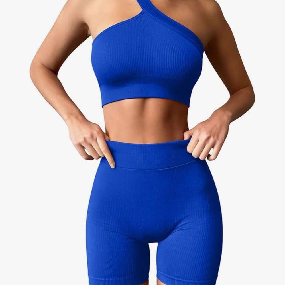 Blue One-Shoulder Activewear Set